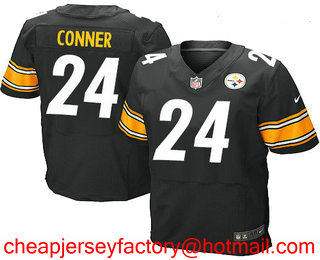 Men's Pittsburgh Steelers #24 James Conner Black Team Color Stitched NFL Nike Elite Jersey