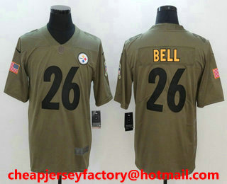 Men's Pittsburgh Steelers #26 Le'Veon Bell Olive 2017 Salute To Service Stitched NFL Nike Limited Jersey