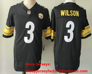 Men's Pittsburgh Steelers #3 Russell Wilson Black 2023 FUSE Vapor Limited Stitched Throwback Jersey