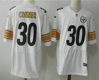 Men's Pittsburgh Steelers #30 James Conner White Road Stitched NFL Nike Elite Jersey