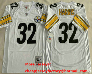 Men's Pittsburgh Steelers #32 Franco Harris White 1976 Throwback Jersey