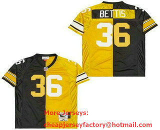 Men's Pittsburgh Steelers #36 Jerome Bettis Black Yellow Split Throwback Jersey