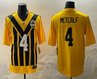 Men's Pittsburgh Steelers #4 DK Metcalf Limited Yellow Throwback Vapor Jersey