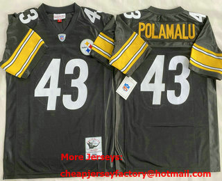 Men's Pittsburgh Steelers #43 Troy Polamalu Black Throwback Jersey