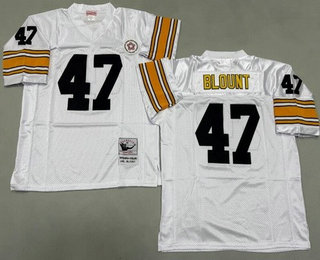 Men's Pittsburgh Steelers #47 Mel Blount White Throwback Jersey