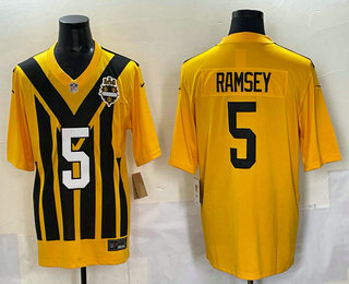 Men's Pittsburgh Steelers #5 Jalen Ramsey Limited Yellow Throwback Vapor Jersey