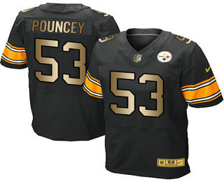 Men's Pittsburgh Steelers #53 Maurkice Pouncey Black With Gold Stitched NFL Nike Elite Jersey
