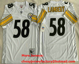 Men's Pittsburgh Steelers #58 Jack Lambert White 1975 Throwback Jersey