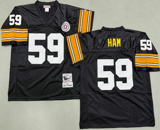 Men's Pittsburgh Steelers #59 Jack Ham Black 1975 Throwback Jersey