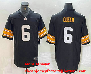 Men's Pittsburgh Steelers #6 Patrick Queen Black 2023 Vapor Limited Stitched Throwback Jersey