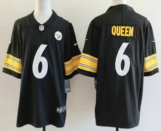 Men's Pittsburgh Steelers #6 Patrick Queen Limited Black Vapor Jersey