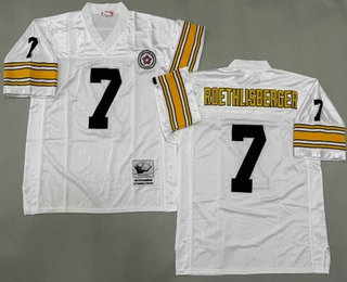 Men's Pittsburgh Steelers #7 Ben Roethlisberger White Throwback Jersey