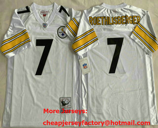 Men's Pittsburgh Steelers #7 Ben Roethlisberger White 2005 Throwback Jersey