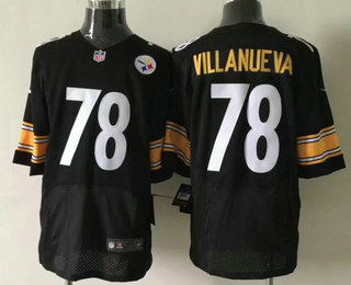 Men's Pittsburgh Steelers #78 Alejandro Villanueva Black Team Color NFL Nike Elite Jersey