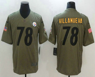 Men's Pittsburgh Steelers #78 Alejandro Villanueva Olive 2017 Salute To Service Stitched NFL Nike Limited Jersey