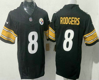 Men's Pittsburgh Steelers #8 Aaron Rodgers Limited Black FUSE Vapor Jersey