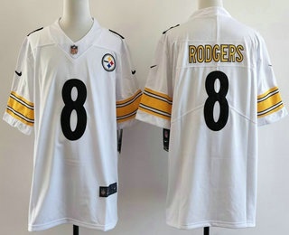 Men's Pittsburgh Steelers #8 Aaron Rodgers Limited White Vapor Jersey