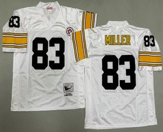 Men's Pittsburgh Steelers #83 Heath Miller White Throwback Jersey