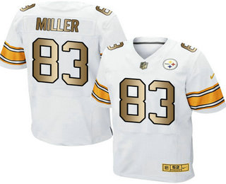 Men's Pittsburgh Steelers #83 Heath Miller White With Gold Stitched NFL Nike Elite Jersey