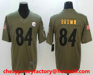 Men's Pittsburgh Steelers #84 Antonio Brown Olive 2017 Salute To Service Stitched NFL Nike Limited Jersey