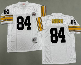 Men's Pittsburgh Steelers #84 Antonio Brown White Throwback Jersey