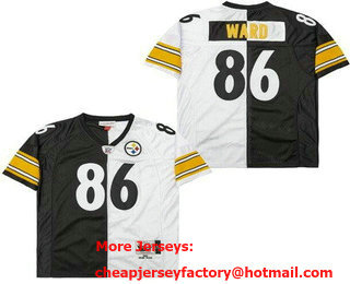 Men's Pittsburgh Steelers #86 Hines Ward Black White Split 2005 Throwback Jersey