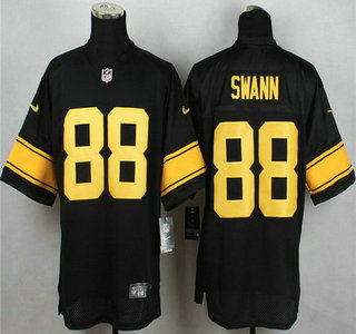 Men's Pittsburgh Steelers #88 Lynn Swann Black With Yellow Retired Player Nike NFL Elite Jersey