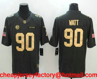 Men's Pittsburgh Steelers #90 T. J. Watt Anthracite Gold 2016 Salute To Service Stitched NFL Nike Limited Jersey
