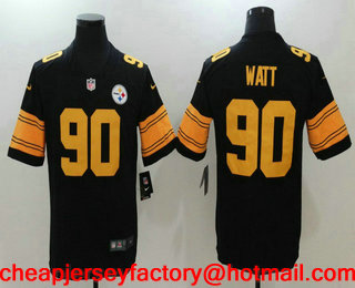 Men's Pittsburgh Steelers #90 T. J. Watt Black 2016 Color Rush Stitched NFL Nike Limited Jersey