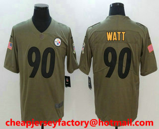 Men's Pittsburgh Steelers #90 T. J. Watt Olive 2017 Salute To Service Stitched NFL Nike Limited Jersey