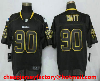 Men's Pittsburgh Steelers #90 T. J. Watt Lights Out Black NFL Nike Elite Jersey