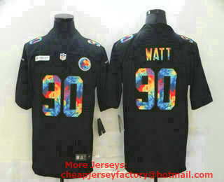 Men's Pittsburgh Steelers #90 T. J. Watt Multi-Color Black 2020 NFL Crucial Catch Vapor Untouchable Nike Limited Jersey