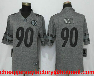 Men's Pittsburgh Steelers #90 T. J. Watt Nike Gray Gridiron 2015 NFL Gray Limited Jersey