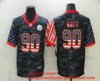 Men's Pittsburgh Steelers #90 T. J. Watt USA Camo 2020 Salute To Service Stitched NFL Nike Limited Jersey