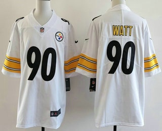 Men's Pittsburgh Steelers #90 TJ Watt Limited White Vapor Jersey