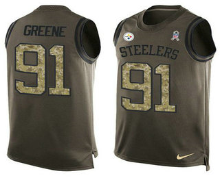 Men's Pittsburgh Steelers #91 Kevin Greene Green Stitched NFL Limited Salute To Service Tank Top Jersey