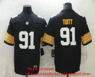 Men's Pittsburgh Steelers #91 Stephon Tuitt Black 2017 Vapor Untouchable Stitched NFL Nike Throwback Limited Jersey