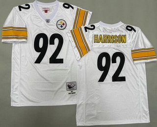 Men's Pittsburgh Steelers #92 James Harrison White 2005 Throwback Jersey