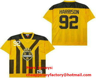 Men's Pittsburgh Steelers #92 James Harrison Yellow Throwback Jersey