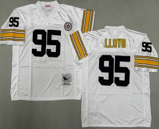 Men's Pittsburgh Steelers #95 Greg Lloyd White Throwback Jersey