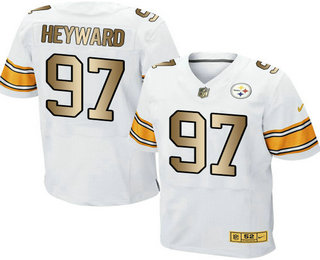Men's Pittsburgh Steelers #97 Cameron Heyward White With Gold Stitched NFL Nike Elite Jersey