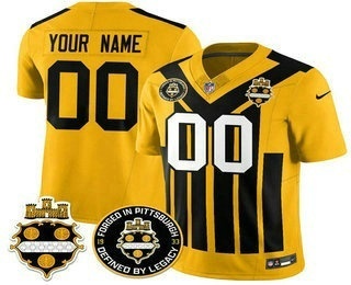 Men's Pittsburgh Steelers Active Player Custom Gold FUSE 1933 Throwback Limited Stitched Football Jersey