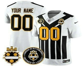 Men's Pittsburgh Steelers Active Player Custom White FUSE 1933 Throwback Limited Stitched Football Jersey
