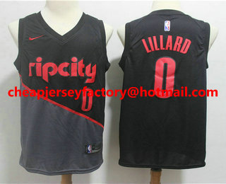 Men's Portland Trail Blazers #0 Damian Lillard Black Nike 2019 New Season Swingman City Edition Jersey