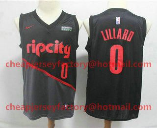 Men's Portland Trail Blazers #0 Damian Lillard Black Nike 2019 New Season Swingman City Edition Jersey With The Sponsor Logo