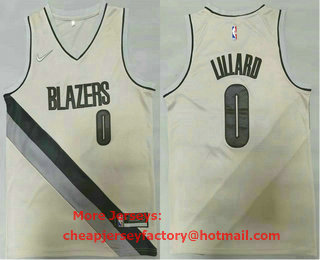 Men's Portland Trail Blazers #0 Damian Lillard Grey Nike Swingman 2021 Earned Edition Stitched Jersey