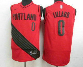 Men's Portland Trail Blazers #0 Damian Lillard New Red 2017-2018 Nike Swingman Stitched NBA Jersey