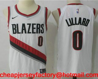 Men's Portland Trail Blazers #0 Damian Lillard New White 2017-2018 Nike Swingman Stitched NBA Jersey