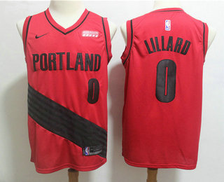 Men's Portland Trail Blazers #0 Damian Lillard Red Nike 2019 New Season Swingman City Edition Jersey With The Sponsor Logo