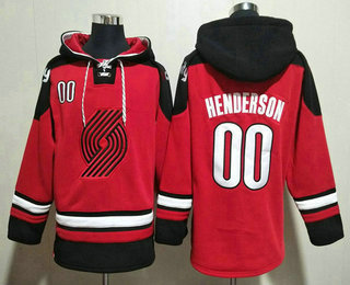 Men's Portland Trail Blazers #00 Scoot Henderson Red Ageless Must Have Lace Up Pullover Hoodie